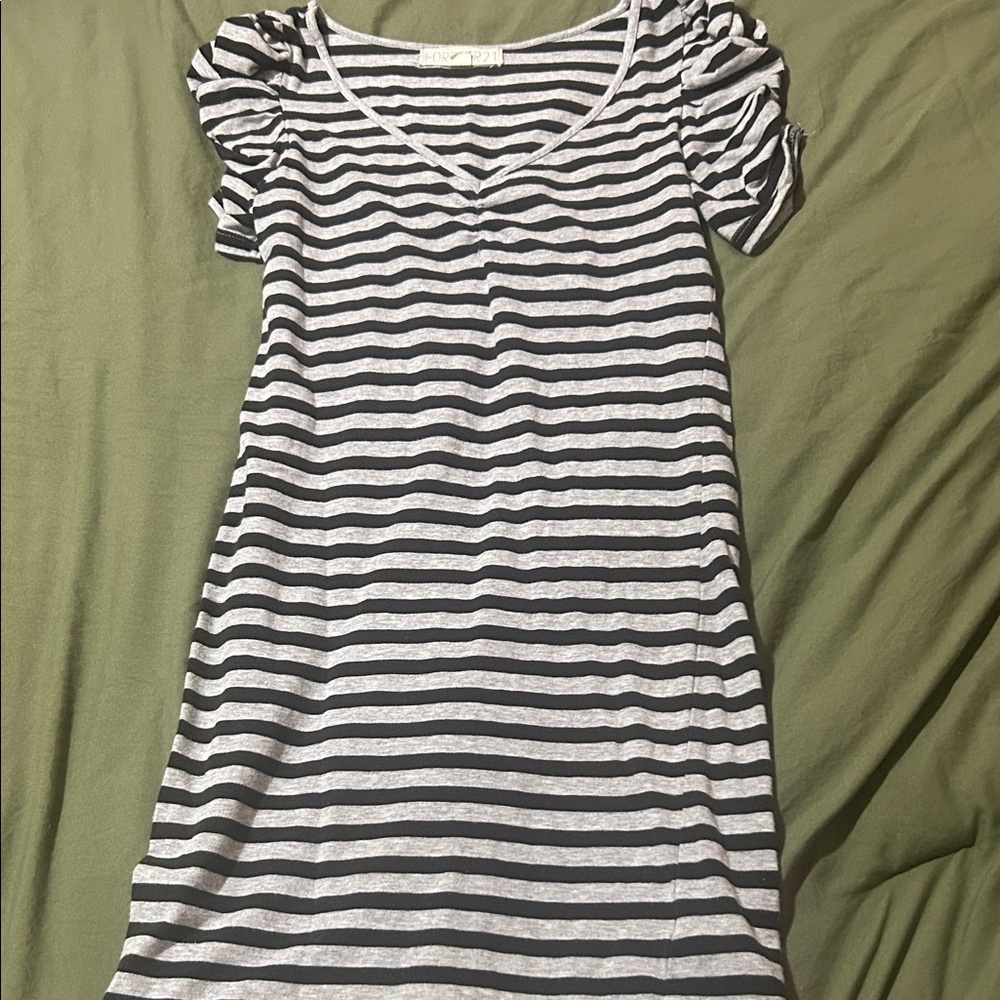 Striped Black and Gray Women's Dress